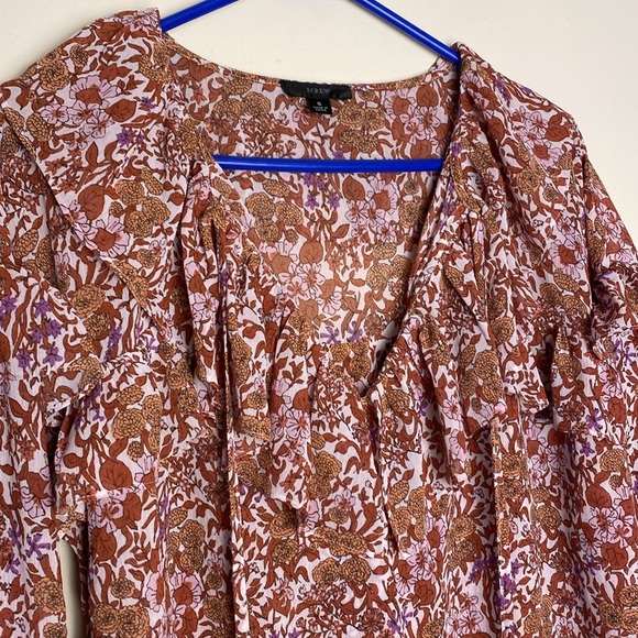 J Crew Ruffle crinkle chiffon top in fête floral Size small - Picture 6 of 17